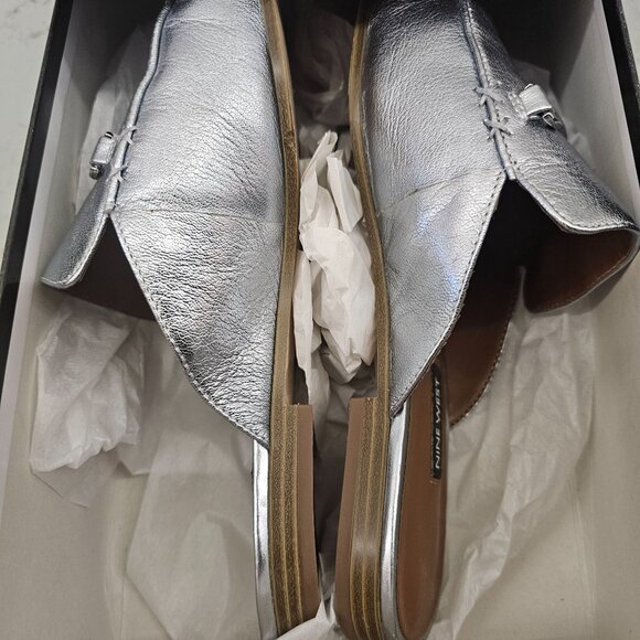 Nine West Walkos Metallic Leather Slip-On Mules Size 10M - Picture 7 of 7
